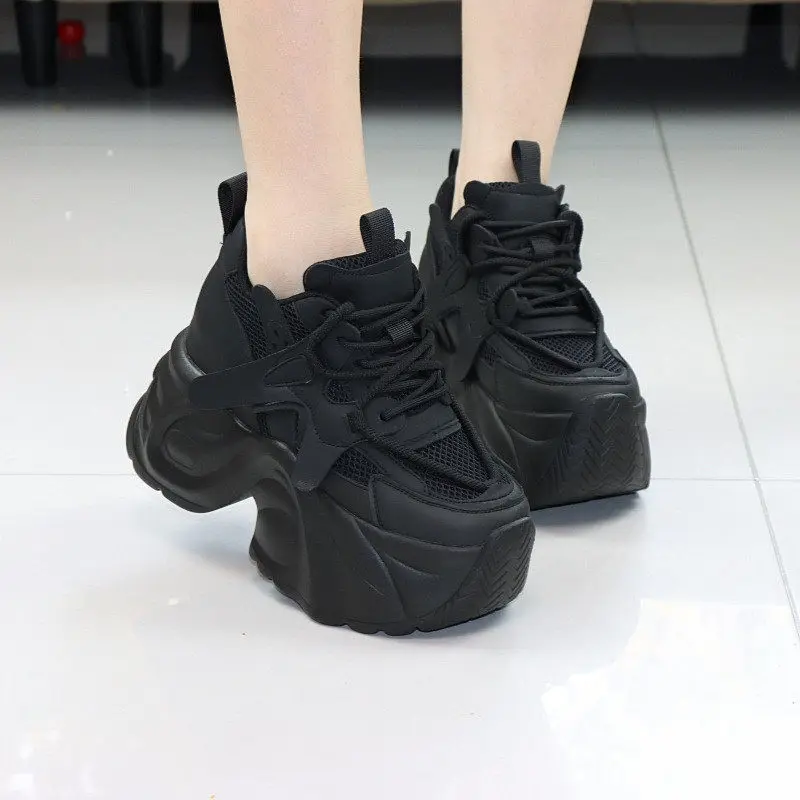 

Petite Women's Hidden Heel Dad Shoes - 12cm/10cm Thick Sole Breathable Mesh Casual Sports Sneakers 2026 New Arrival