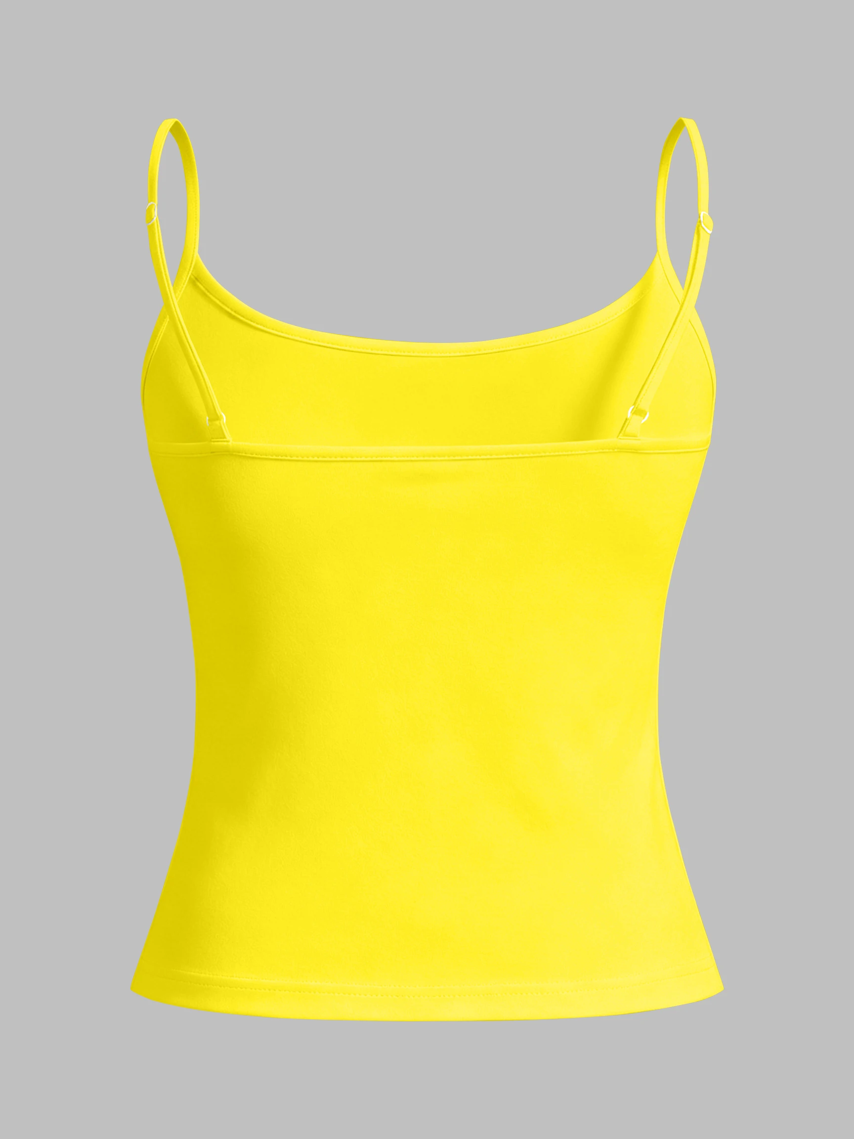 Women U‑Neck Spaghetti Strap Cami Tank Top High Stretch Soft Breathable Skin‑friendly Fabric Slim Fit Basic Layering Daily Casua