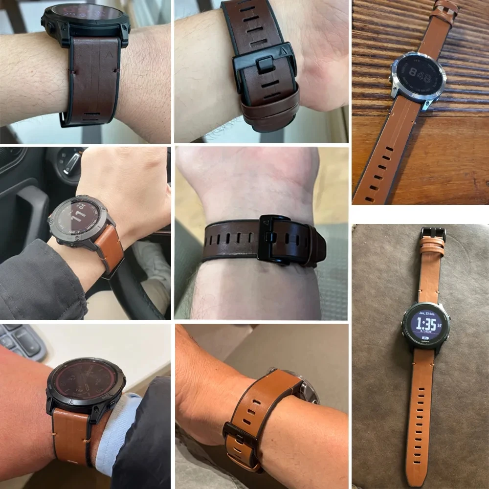 22 mm 26 mm Skóra + Silikonowe Paski Do Garmin Fenix 8 7X 7Pro 47 mm 51 mm 6X 6 Pro Enduro 3 Smartwatch Easyfit Opaski na rękę Bransoletka