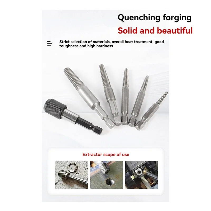 A43F-5 Pcs Damaged Extractor Drill Bit Set Hex Shank Damaged Bolt Screw Stud Extractor Extractor Tool Set Slide Extractor