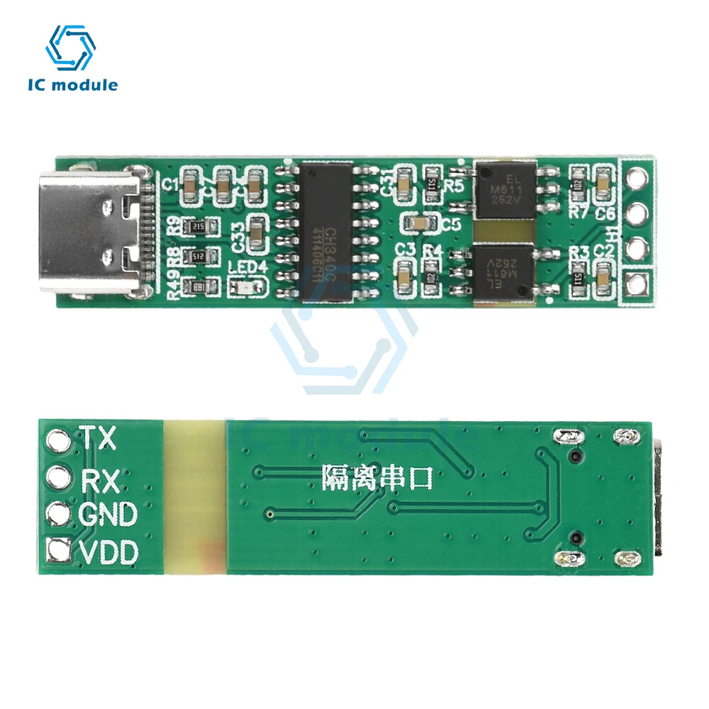 

USB To TTL Serial Port Optoelectronic Isolation Module Type C H340 High-Speed Isolation UART Serial Port Isolation Module