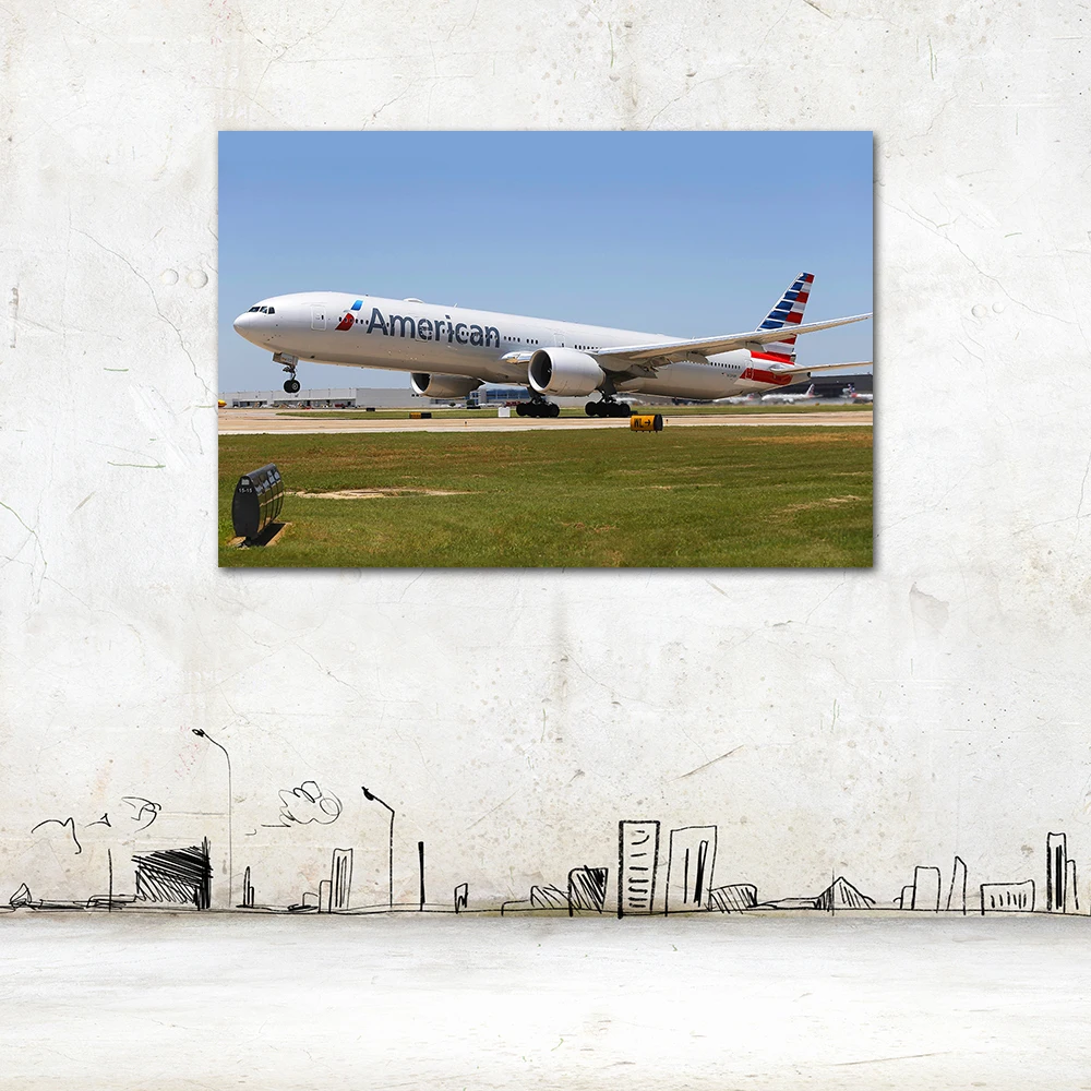 Wall Art Painting Boeing-777 Airliner Passenger Airplane Picture Printed on Canvas Mural Wall Decoration Home Decor Mural