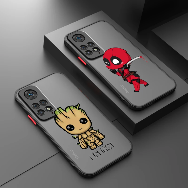 SpiderMan Deadpool Heroic Anime Frosted Translucent For Redmi Note 13 12 12S 12T 11 11T 11E 10 10S 9 Pro Plus 5G TPU Phone Case