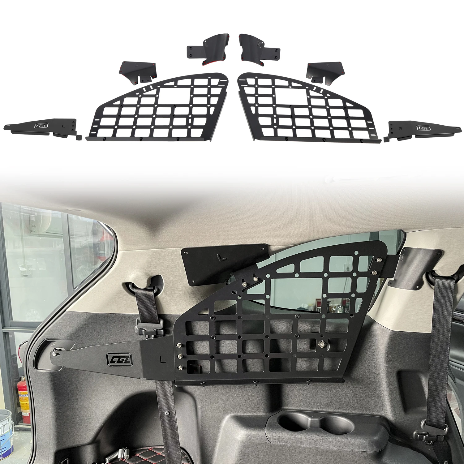 Molle Panel For Toyota Highlander 2020 2021 2022 2023 Aluminum Black Trunk Molle Upgraded Panel Rear Window Storage Organizer