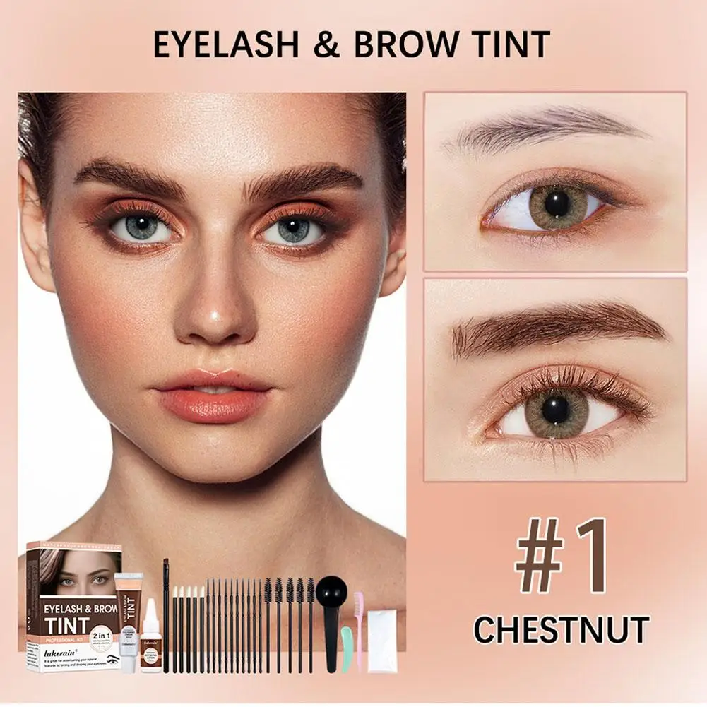 Professional Henna Eyelash Eyebrow Dye Tint 15-Minute Fast Tint Easy Dye Gel Eyelash Kit Semi Permanent Eyebrows Tint Dye Makeup