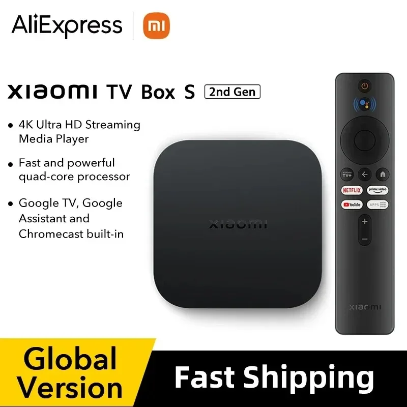 Глобальная версия Xiaomi Mi TV Box S 2-го поколения 4K Ultra HD BT5.2 2 ГБ 8 ГБ ТВ Dolby Vision HDR10+ Google Assistant Smart TV Box Player