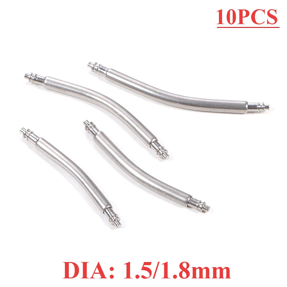 

10 шт. изогнутый пружинный стержень 18, 20, 22 мм, 24 мм, штифты для ремешка для часов, диаметр 1,5 мм, 1,8 мм, изогнутые ленты из нержавеющей стали, соединительные штифты