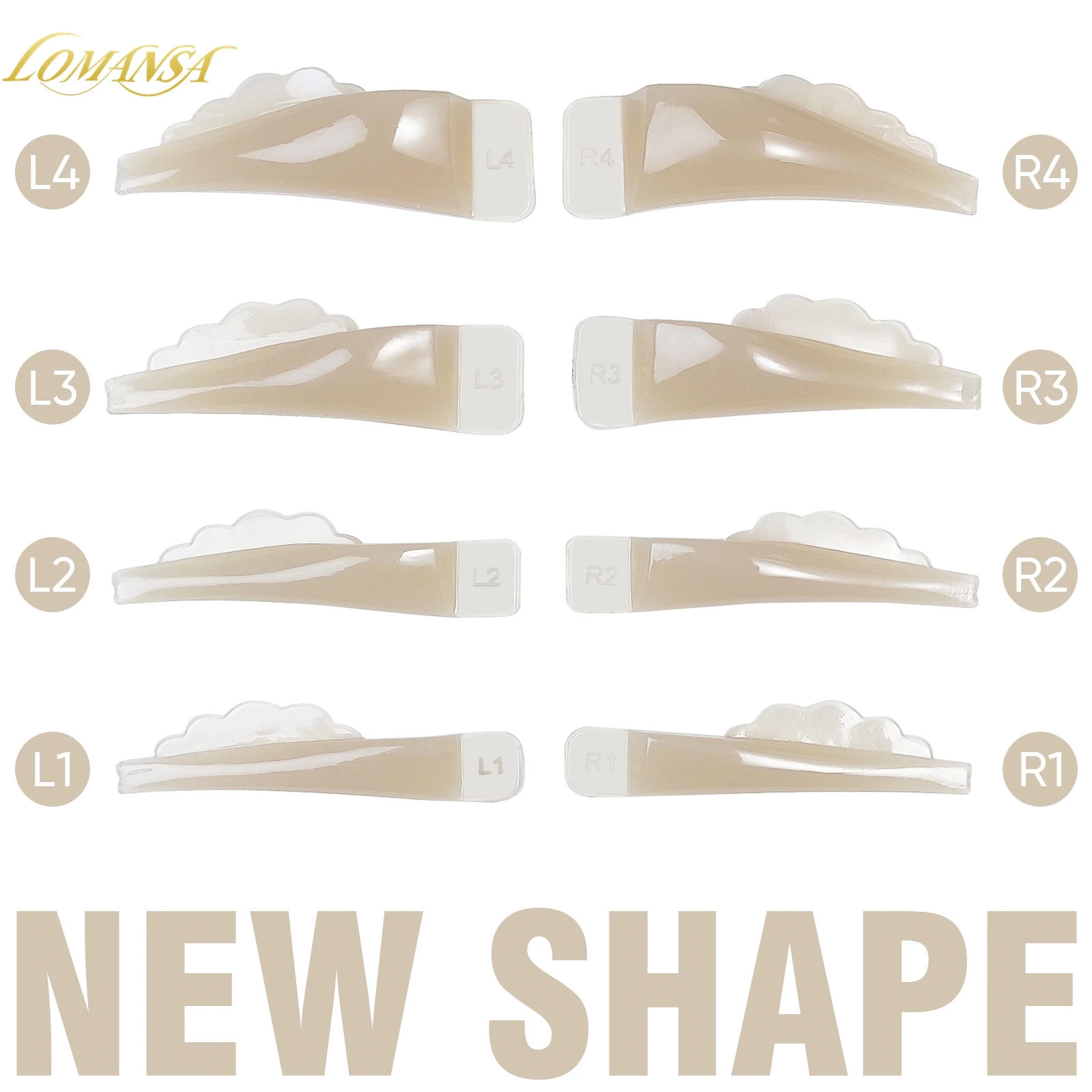 Lomansa 4 Pairs J/C Curl Silicone Eyelash Perm Pads Sticky Lashes Rods Shield Lifting 3D Eyelash Curler Accessories Makeup Tools