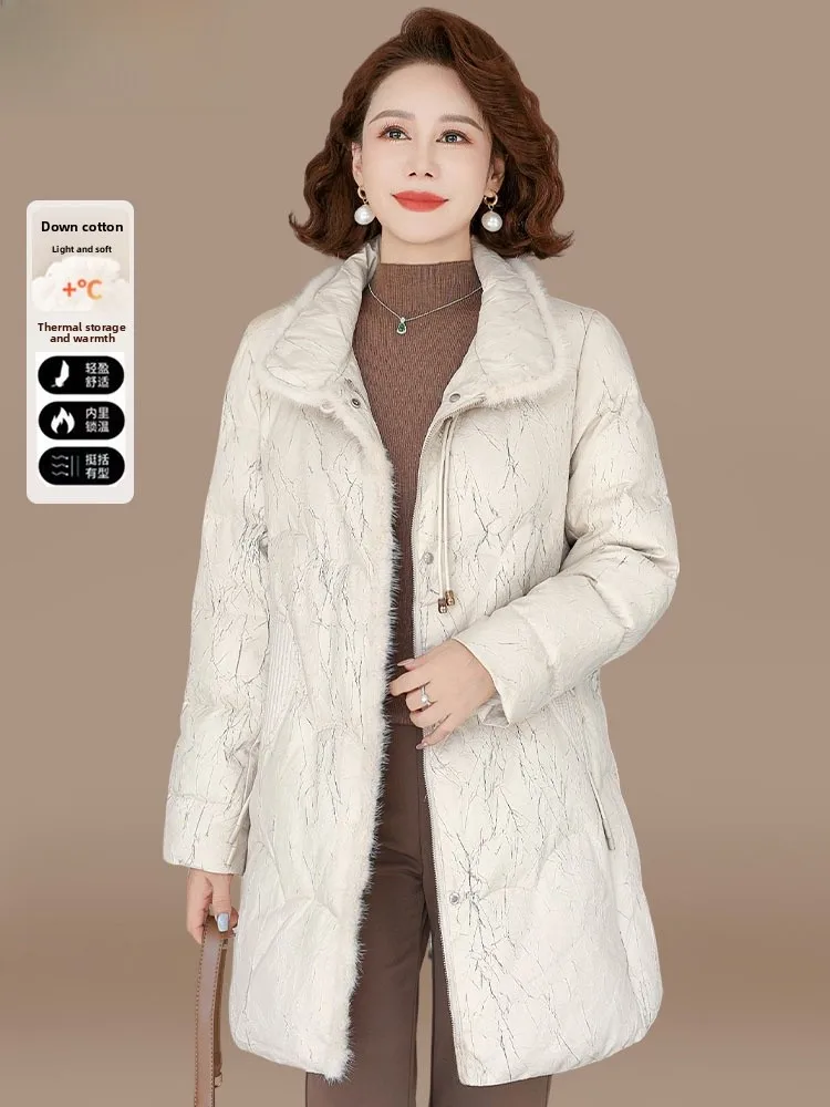 

New Chinese Sle Thiened Winter down Jaet Women's Cotton Coat Autumn Winter Faionable Senior Women's Clothing