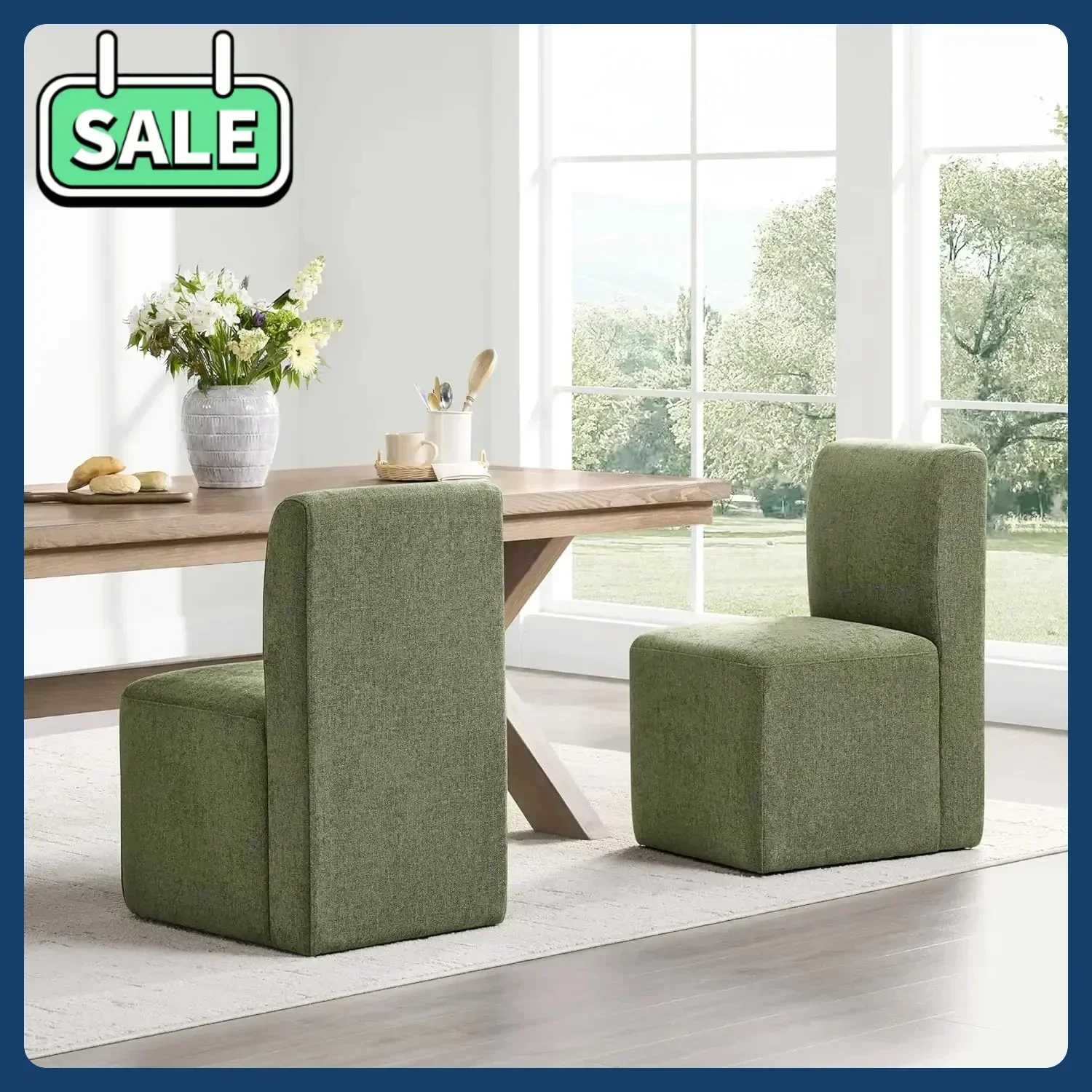 

Горячая распродажа! Набор из 2 современных обеденных стульев на колесиках, без подлокотников, с обивкой, сертифицированные FSC.