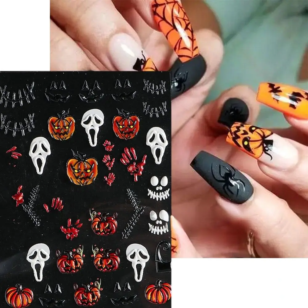 Halloween Nagel dekoration Nagels tudio Horror Augen Nail Art Aufkleber Nagel geprägt Aufkleber Maniküre Aufkleber 5d Kleber Aufkleber