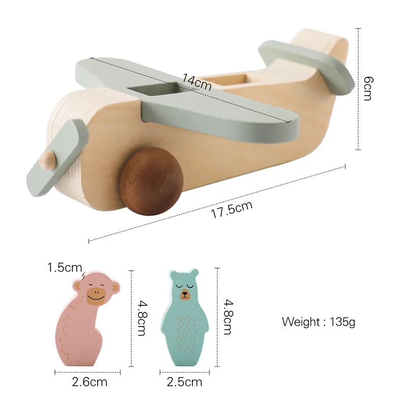 Juguetes Montessori de madera para bebé, bloques de avión de madera de haya, mordedor de vidrio, canicas, juguetes educativos, juego de Teethering,