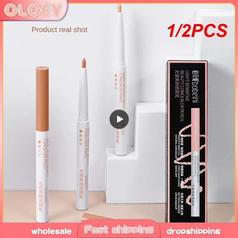 1/2pcs Farben Concealer Stift wasserdicht liegend Seidenraupen stift lang anhaltende Abdeckung Highlight Creme entfernen Augenringe Akne