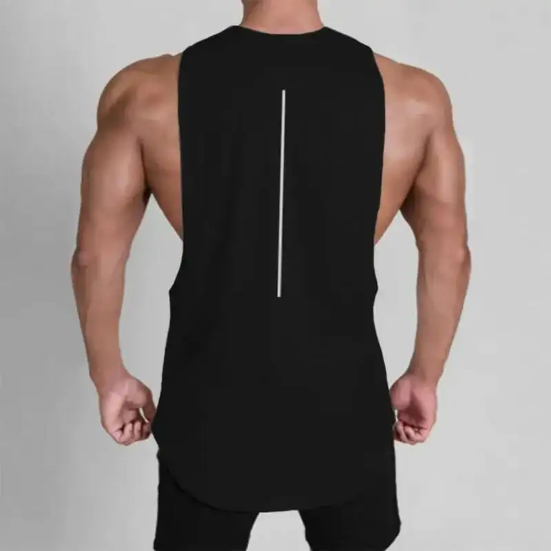 

Summer Men Sports Tank Tops New Solid Print Breathable Sleeveless Running Training Loose Elastic Fashion Casual Gym Fiess Vest