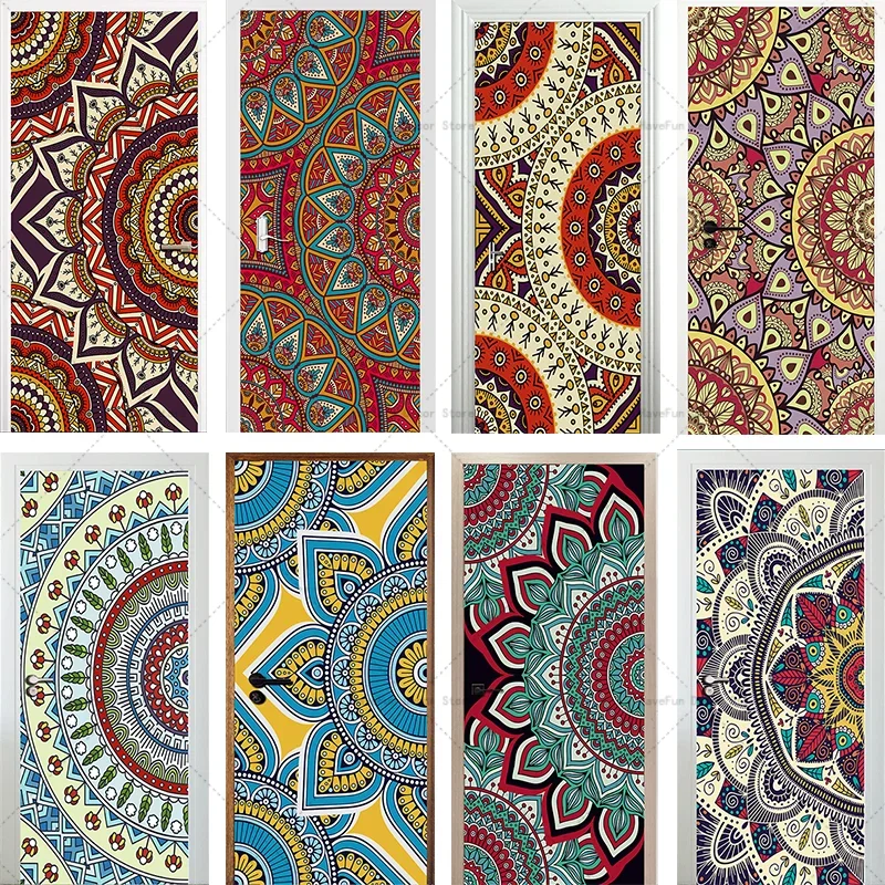 

Colorful Mandala Complete Set Door Sticker Mural PVC Religious Muslim Arch Decoration Sticker Home Decoration