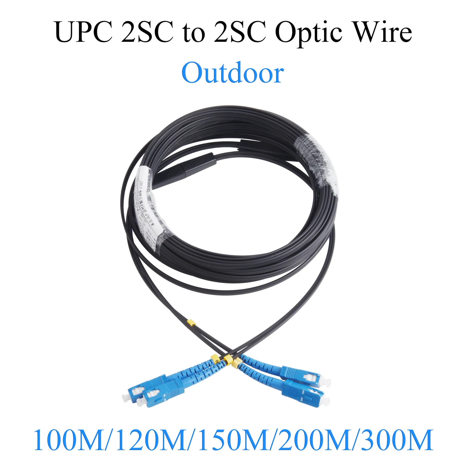 Przedłużacz światłowodowy UPC 2 SC do 2 SC jednomodowy 2-żyłowy zewnętrzny kabel krosowy 100M/120M/150M/200M/300M kabel optyczny