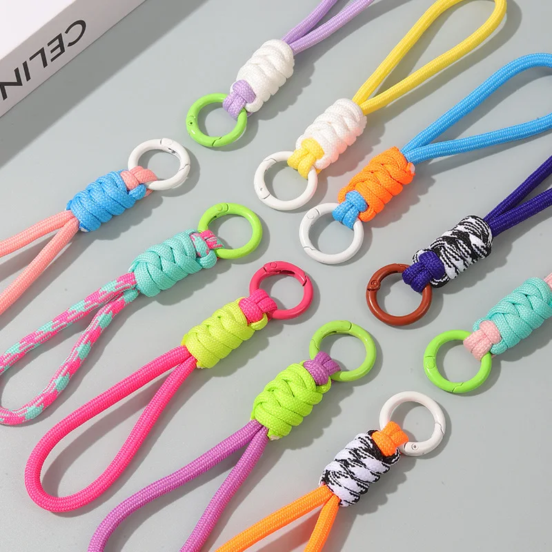 Colorful Braided Lanyard Keychain for Phone Case Women Anti Lost Knot Rope Strap Car Key Chains Diy Accessories Fashion Keyring