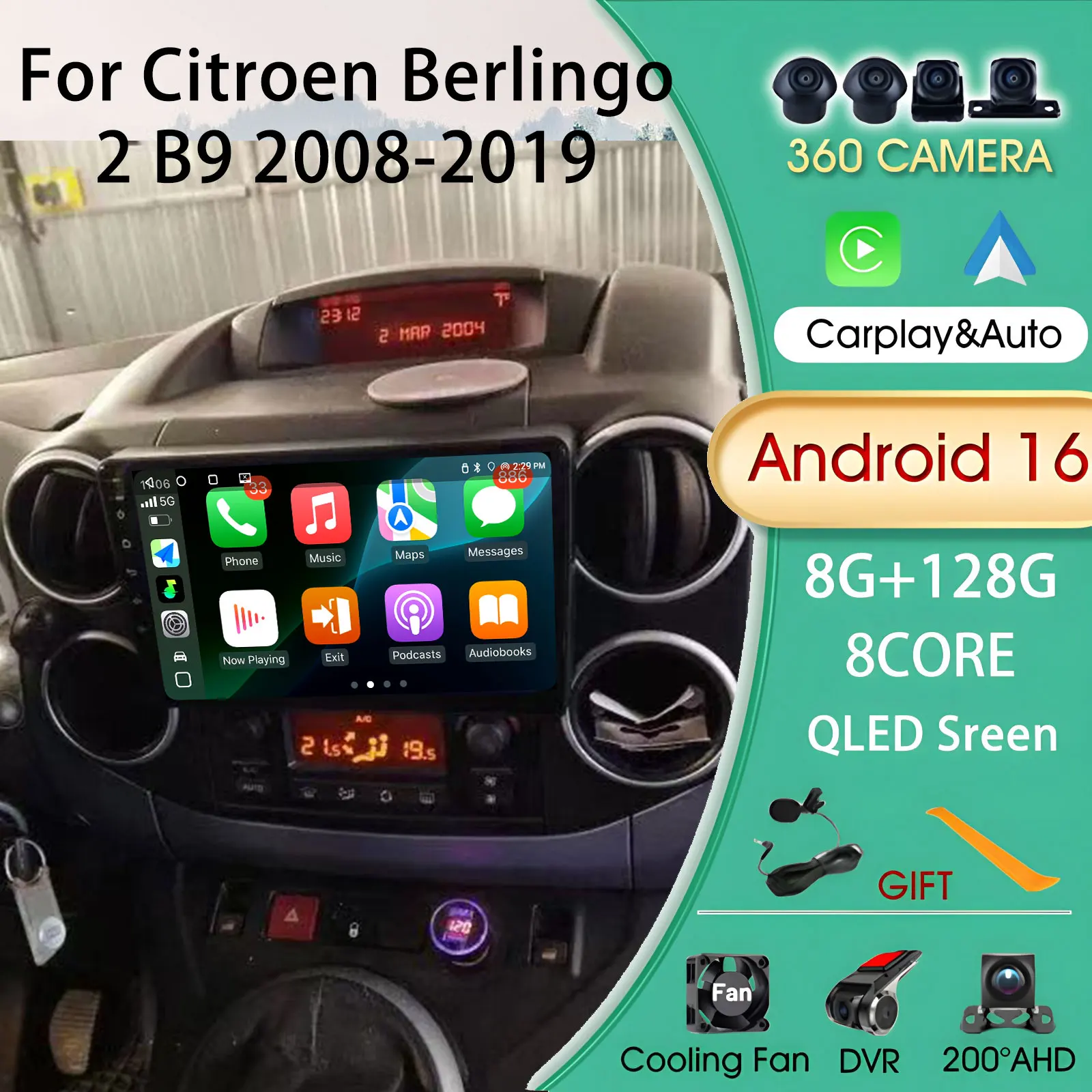 Autoradio Multimedia Automotive For Citroen Berlingo 2 B9 2008-2019 Carplay Android Auto wireless Car Radio wifi gps Car Stereo