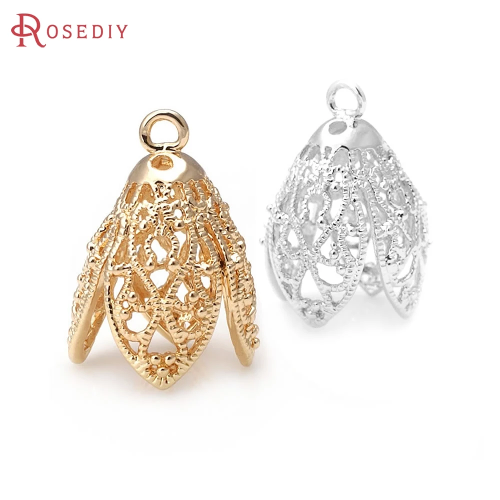 

18K Gold Color Brass Round and Oval Charms Beads Caps Connector Tassel Caps Charms Jewelry Earrings Making Diy Findings
