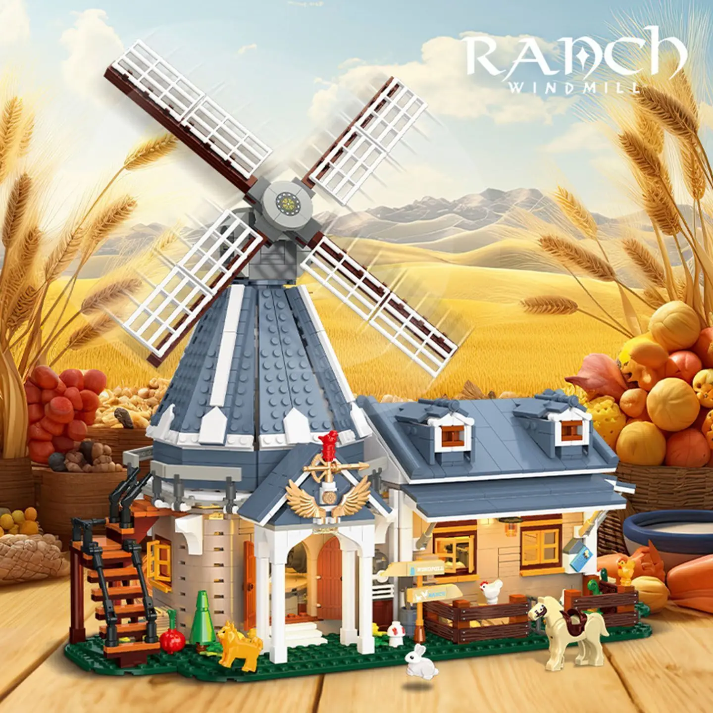 59166 Windmill Ranch Street View Architecture Series Type Briques Créatives Jouets de Décoration pour Enfants et Adultes Cadeaux Statiques pour Garçons