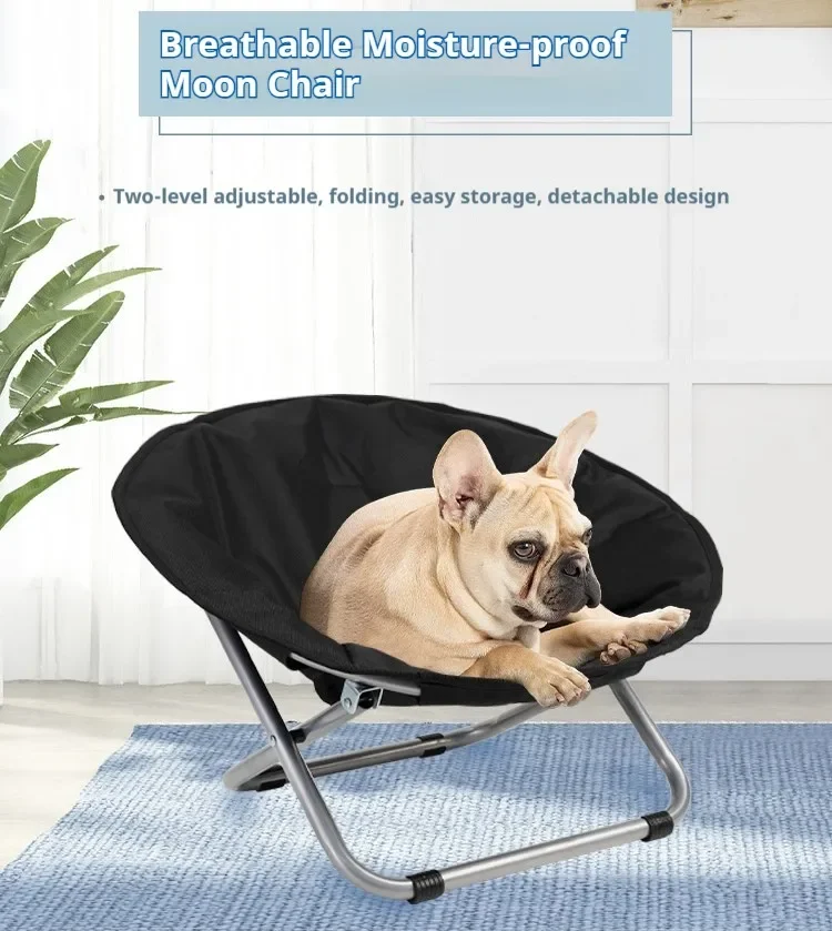 

Folding Pet Bed Chair Portable Round Elevated Cat Bed Waterproof Pet Puppy Moon Bed