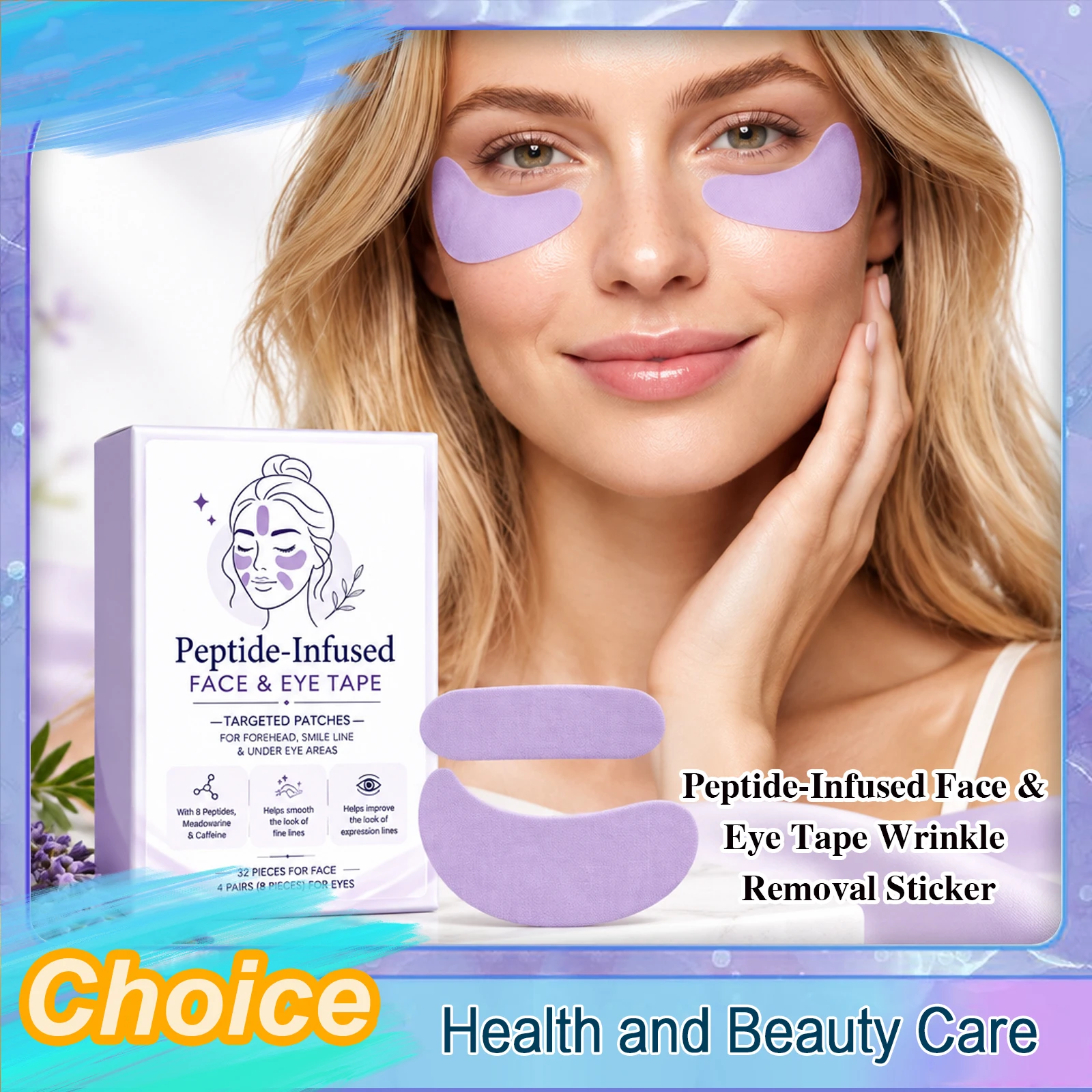 Peptide-Infused Face & Eye Tape Wrinkle Removal Sticker Smooth Forehead Smile Reduce Wrinkles Peptide Serum Face Patches Nourish