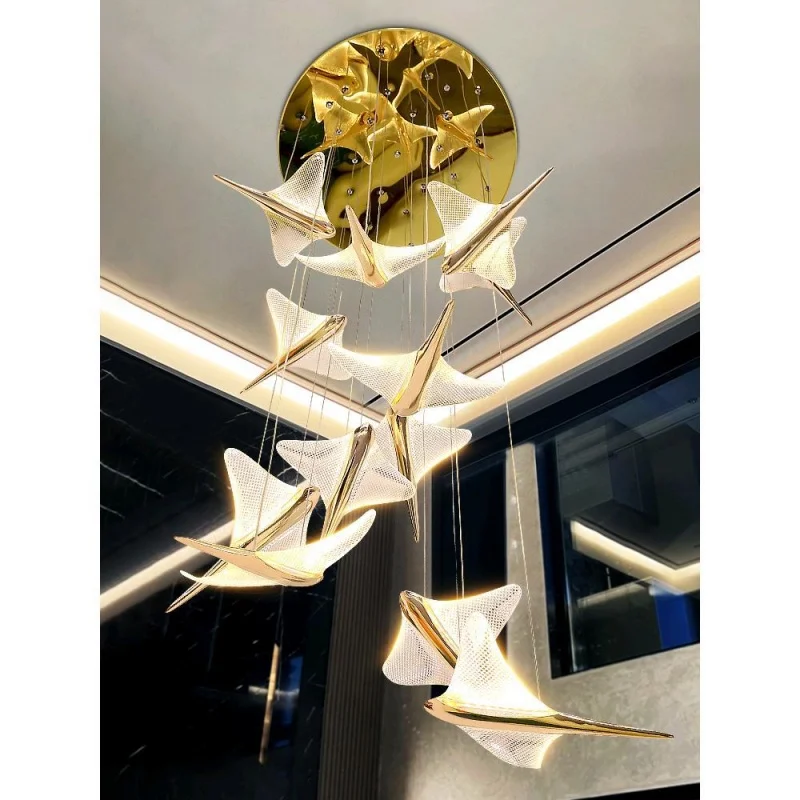 Italy Designer High-end LED Hanging Lamp Staircase Villa Hotel Lobby Exhibition Hall Luxury Chandelier Home Decoration Lighting