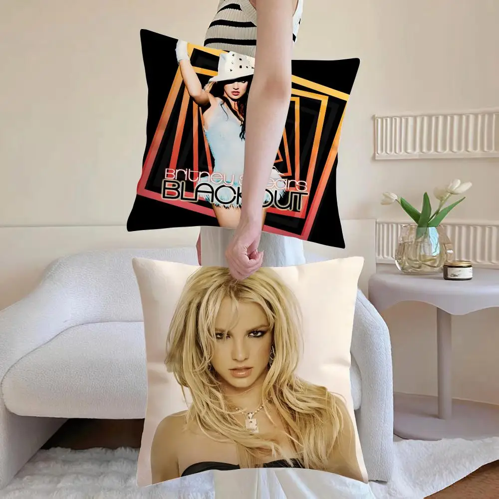 Singer B-Britney Spears Cushion Cover Breathable Linen Pillowcase Summer Odorless Eco-Friendly Invisible Zipper Washable