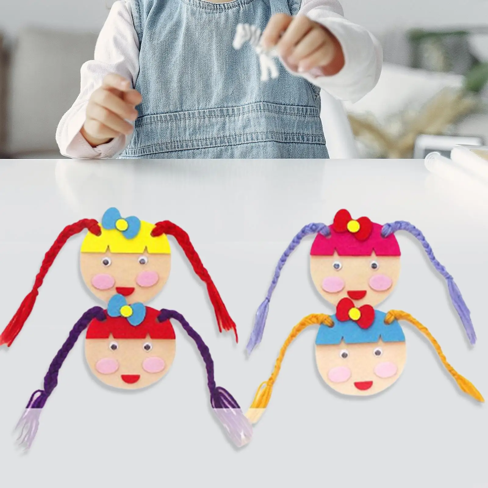 4x Hair Braid Practicing Board Teaching Aids DIY Non Woven for Children