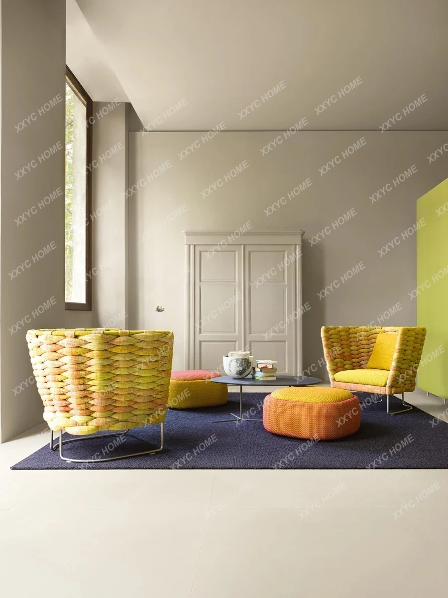 

Outdoor Sofa Rattan Chair Outdoor Simple Art Combination Leisure Garden Open-Air Small Furniture