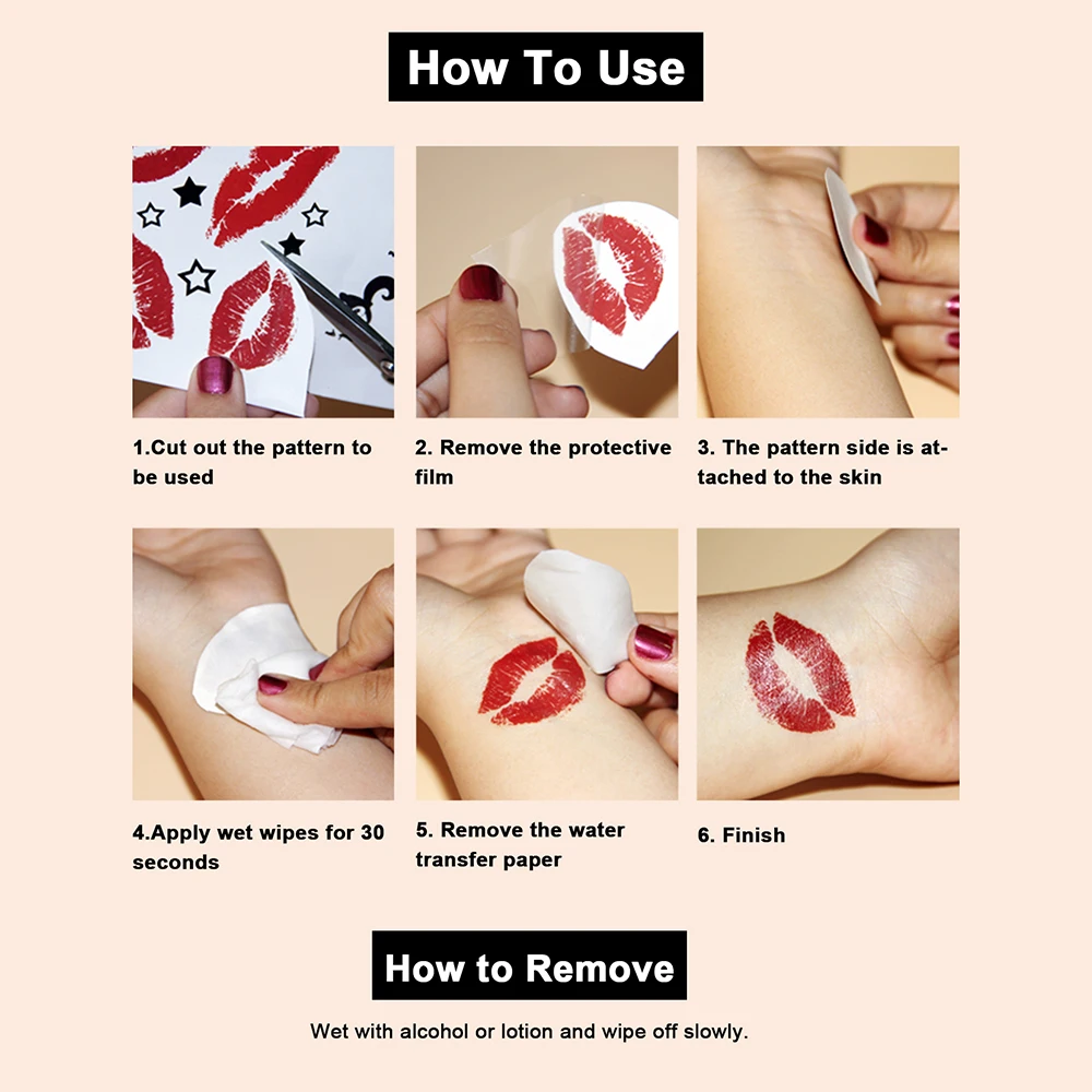 Custom Waterproof Temporary Tattoo Sticker DIY Fake Tatoo, Red Love Pattern, Suitable For Wedding, Couple, Anniversary Gift image 6