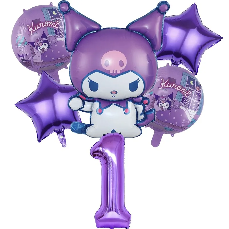 مجموعة بالونات عيد ميلاد كورومي للفتيات لتزيين حفلات الأرقام بالونات تناسب حلي كاواي اللطيفة خلفية ديكور استحمام الطفل #5