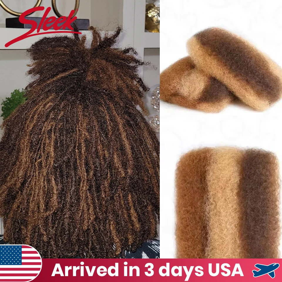 18 Inch Colored Braids HairBrown Blonde Highlight  Afro Kinky Bulk Hair No Attachment Afro Curly Bulk Human Hair Remy Dreadlock