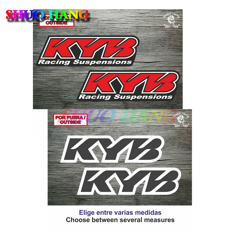 

2x Decorative Car Stickers KYB Racing Suspension Vinyl Auto Parts Window Trunk Racing Motorcycle Suspension Decals PVC