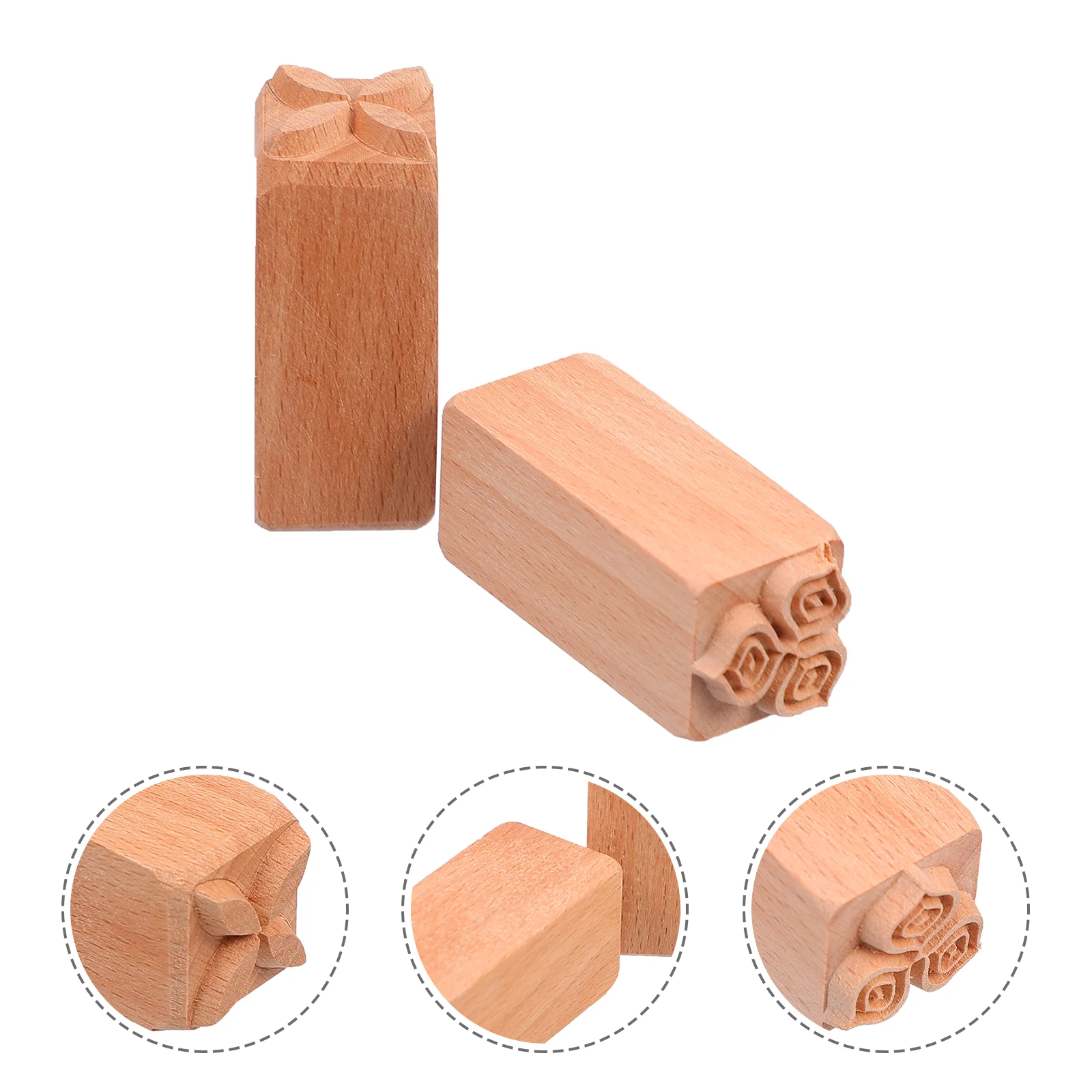 

2 Pcs Wooden Seal Practical Pattern DIY Scrapbooking Stamp Crafts Pasta Unique Chic s Playing Creative