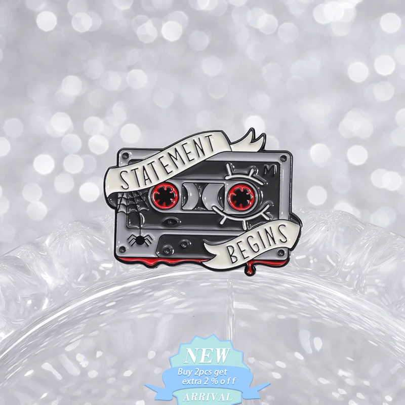 The Eye Terror Cassette Tapes Enamel Pins Statement Begins Retro Tape Recorder Brooches Lapel Badge Jewelry Creative Gifts