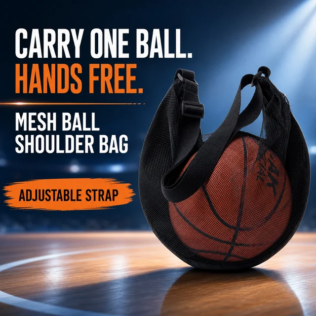 Single Ball Bag Mesh Basketball Carry Bag with Zipper Pocket Adjustable Shoulder Strap for Soccer Volleyball