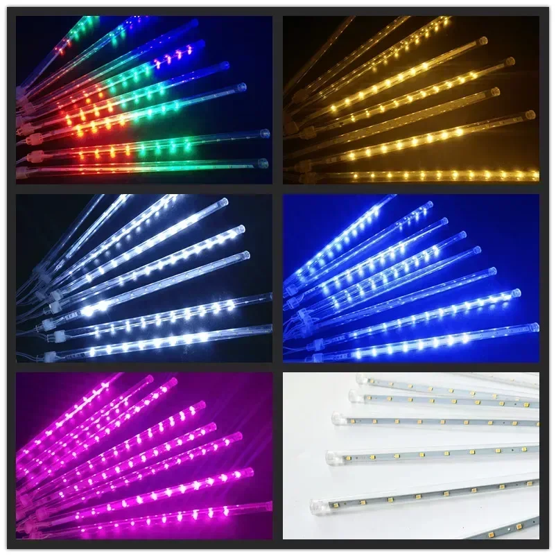 Meteor Shower Rain LED String Lights 8 Tubes Fairy Garlands Tree Christmas Decorations for Outdoor Party Holiday Wedding Lights