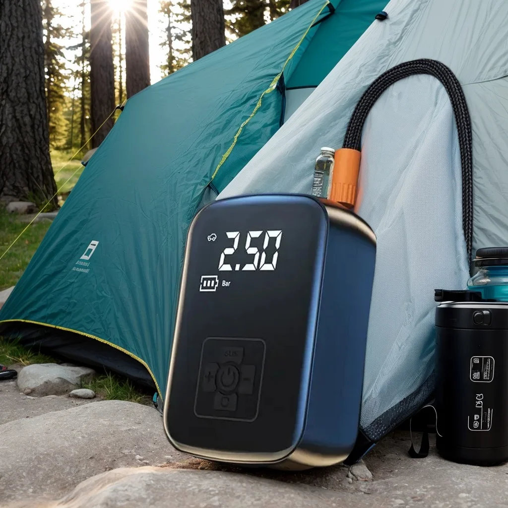 

Беспроводной электрический автомобильный воздушный компрессор - насос для накачивания шин для мотоциклов, велосипедов, лодок и шариков (автоаксессуар)