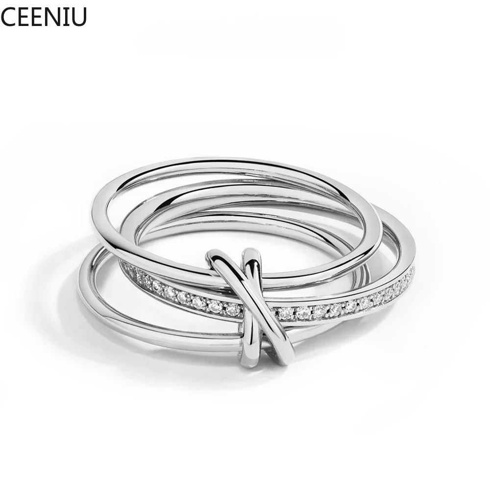 New Moissanite Ring DVVS1 Diamond S925 Sterling Silver 3 Ring Connect Design Engagement Jewelry for Women Men Gift