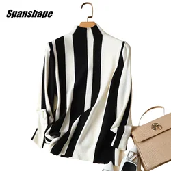 Women Long Sleeves Knit Sweater Turtleneck Striped Print Pullover Tops Cashmere Sweater Women Elegant Outwear Coat Tops ouc1492