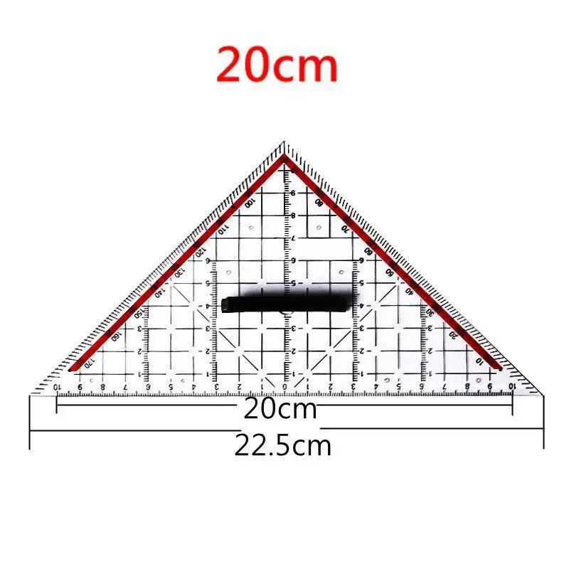 20CM Drawing Triangle Ruler Multi-function Drawing Design Ruler with Handle Protractor Measurement Ruler Stationery