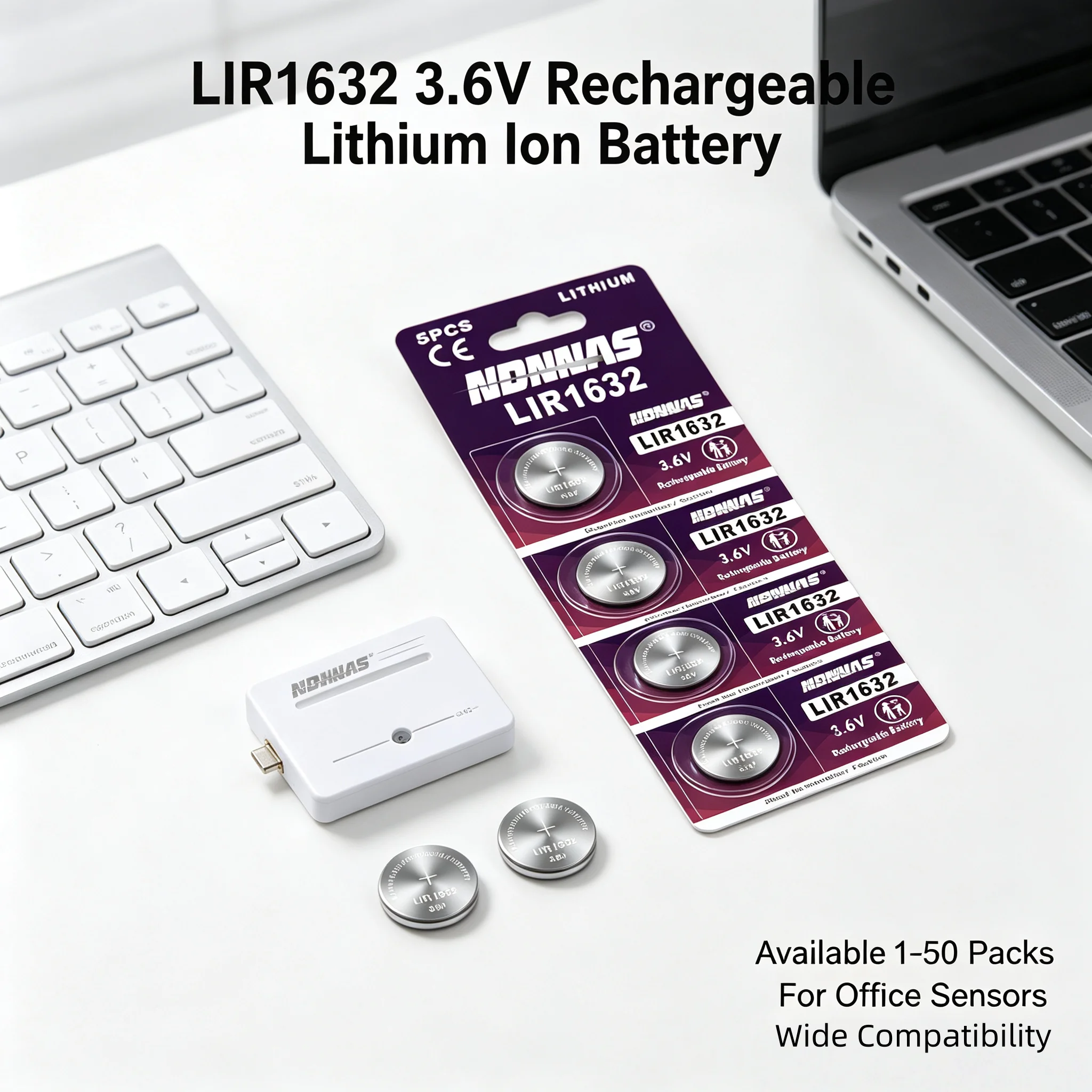 1-50 Stück LIR1632 3,6V wiederaufladbare Lithium-Knopfzellen, ersetzt Cr1632 Dl1632, stabile Stromversorgung für Uhren, Taschenrechner, kleine Geräte im Alltag
