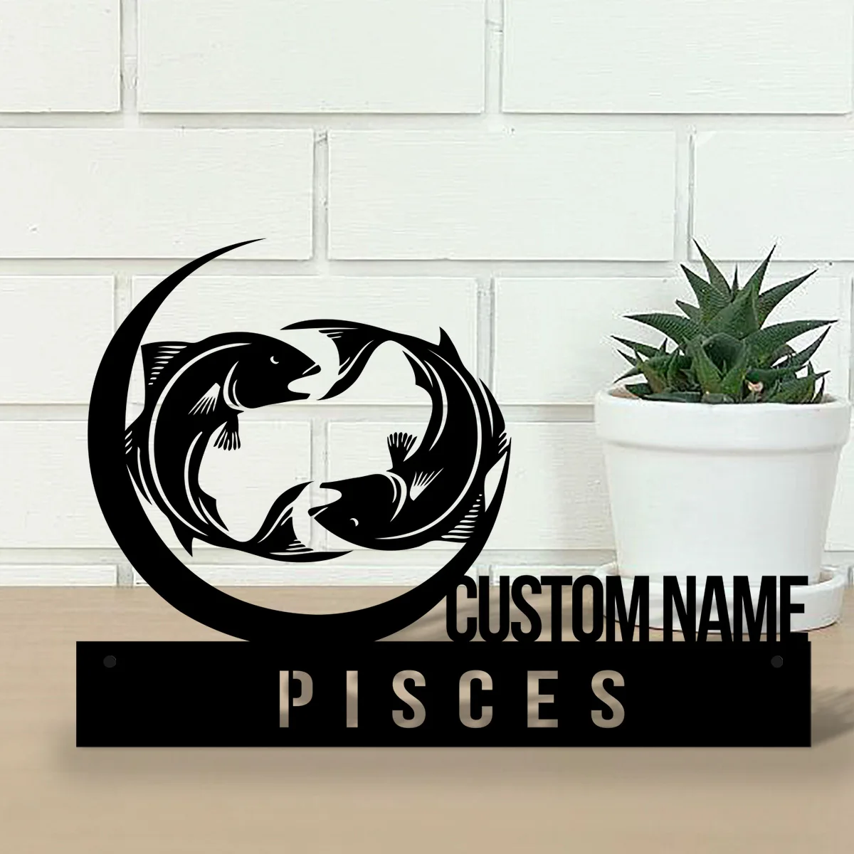 

Custom Pisces Desk Name Plate Wedge,Personalized Zodiac Horoscope Nameplate Office Sign Company Astrology Plaque Decor Gift