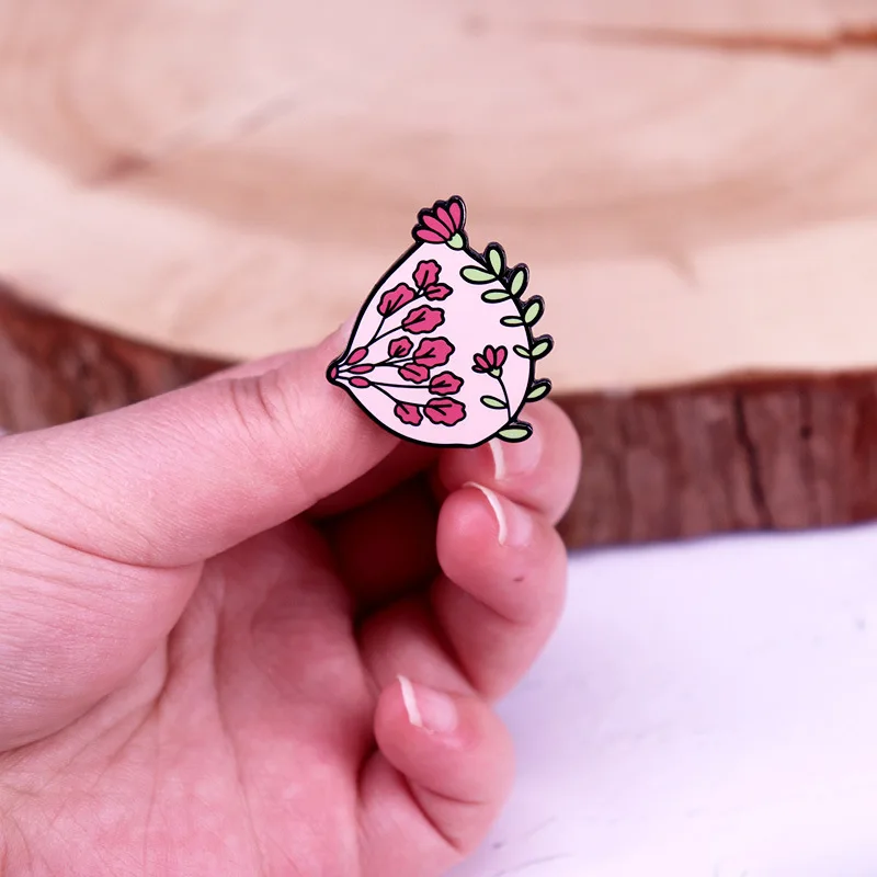 Beautiful flower hard enamel pin art brooch backpack decoration