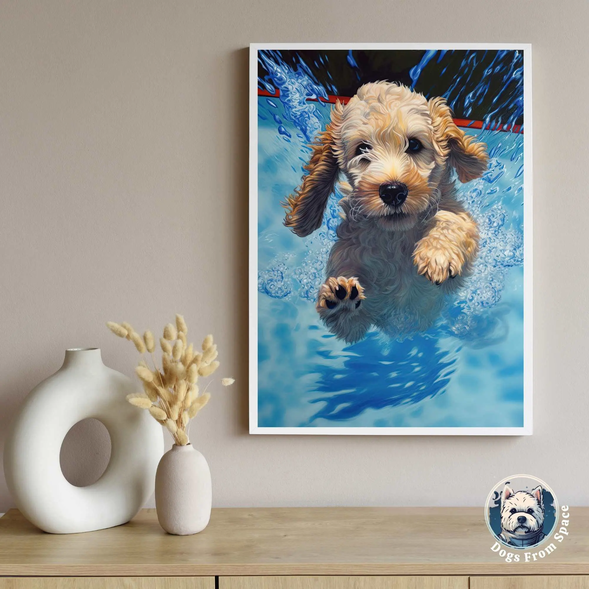 Basset Hound Boston Terrier Puppy Chihuahua Dog Pool Dive Poster Print Wall Art Pictures Canvas Painting Living Room Home Decor