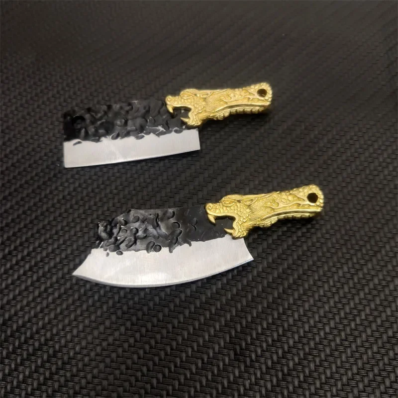 Stainless Steel Sharp Blade Fixed Knife Brass Handle Outdoor Portable Pocket Survival Keychain Hand Tools For Camping