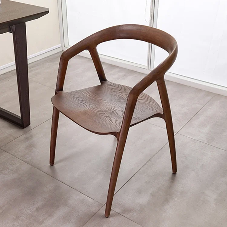 

For Simple Nordic Chinese Style Design Solid Wood Dining Chair With Carved Seat Backrest Chairs for Cafes