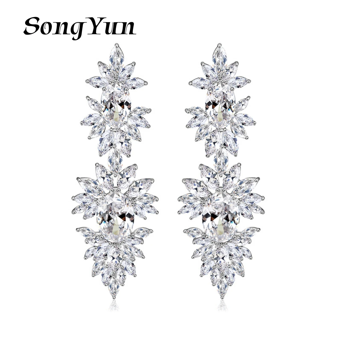 

Серьги SongYun Jewelry Manufacturer MHT: Элитные, массивные, с цирконием, медные, с ультра-блестящими вставками из циркония