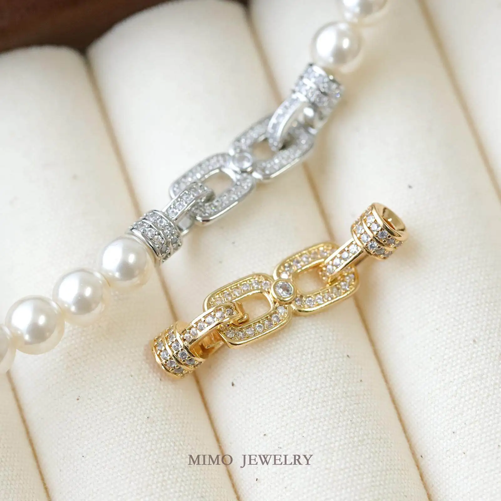 Gold Plated Copper Zircon Square Figure 8 Buckle Fastener Clasp DIY Jewelry Making Accessories Buckle For Necklace Bracelet